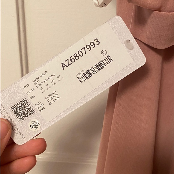 NWT Azazie Aaliyah A-Line Scoop Pleated Chiffon Dress Dusty Rose A16 - Picture 3 of 4